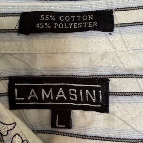 Lamasini Men's Button Up Western Cowboy Long Sleeve Y2K Shirt Large - Picture 4 of 13